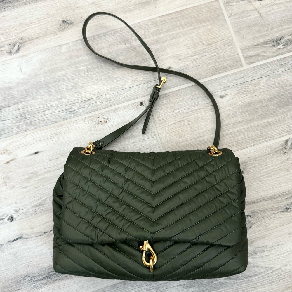 Rebecca Minkoff Edie Olive Nylon Jumbo Flap Shoulder Bag